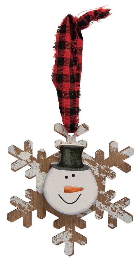 Happy Snowman Snowflake Christmas Ornament, 3 Assorted