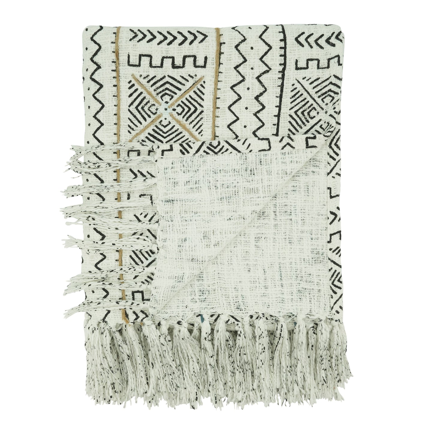 Mudcloth Throw Blanket- Rich Pattern Detail