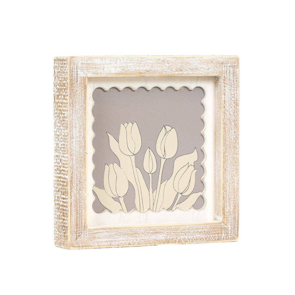 12056 - 7x7 wood frame sign (TULIPS) Home Decor