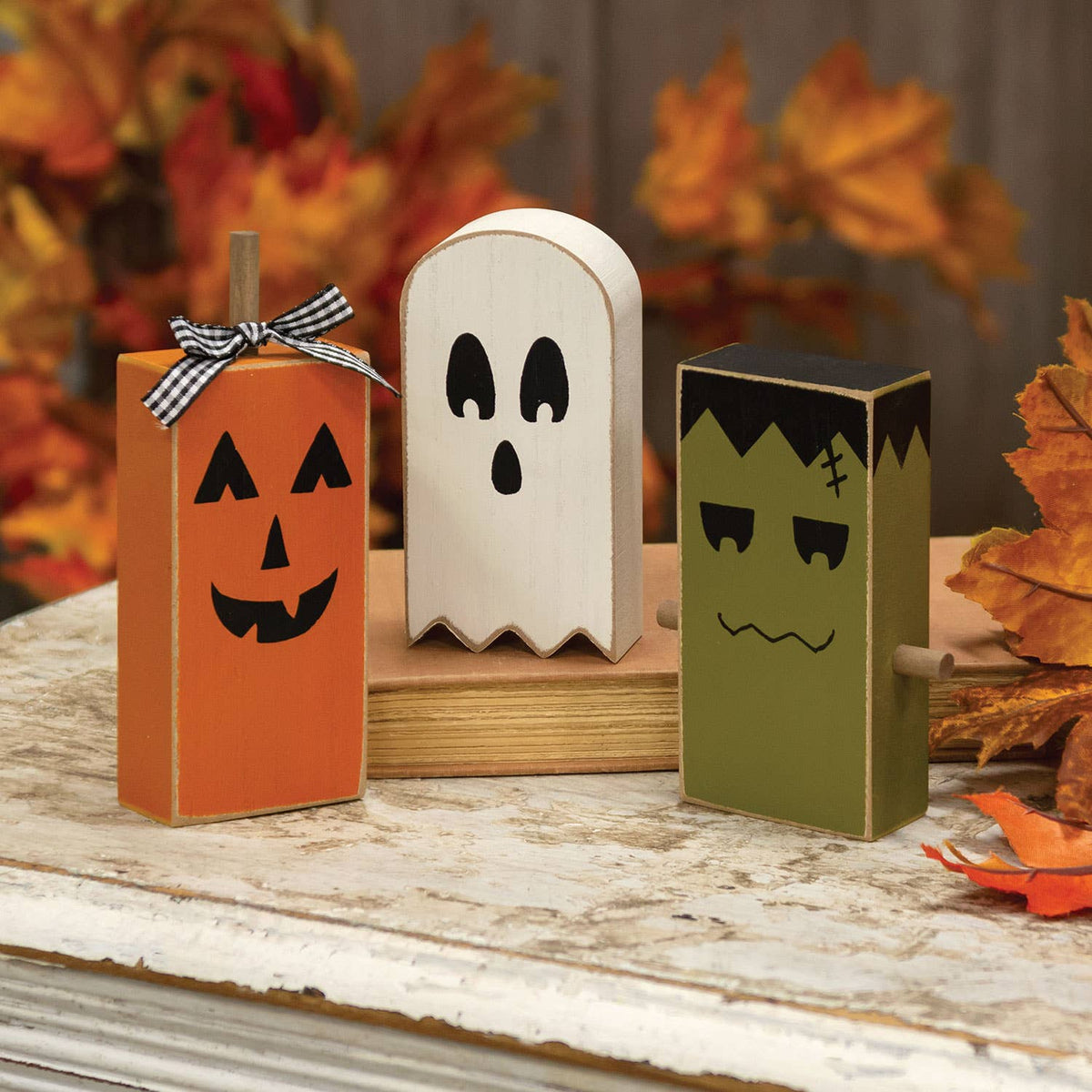 3/Set, Chunky Wooden Halloween Friend Sitters