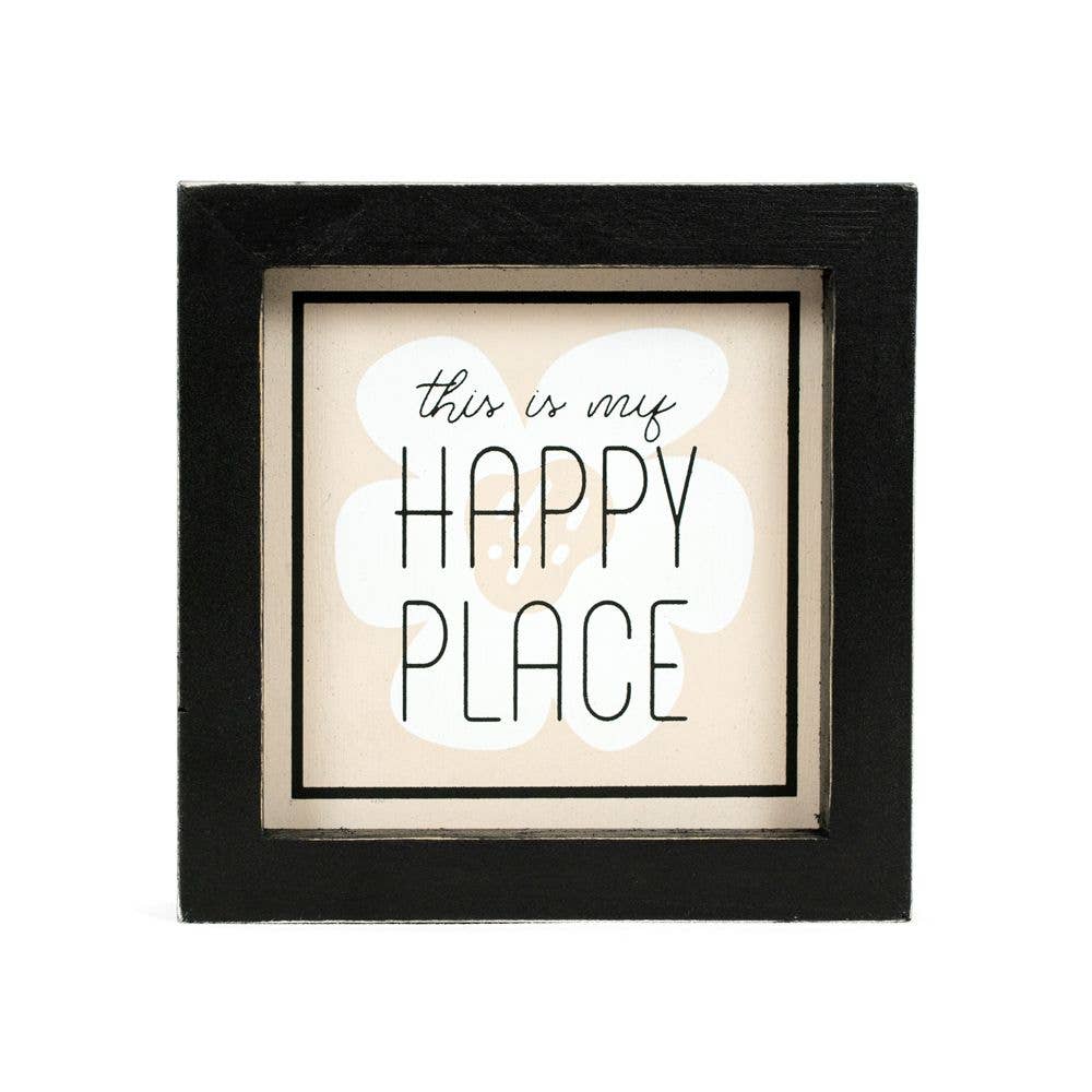 15840 - 5x5 wood frame sign (FLOWER/HAPPY) modern decor