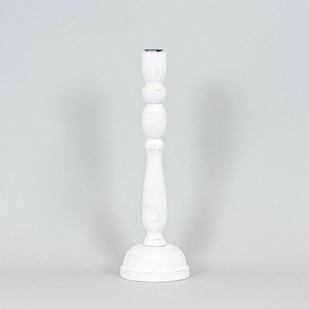 White Taper Candle Holder- Short