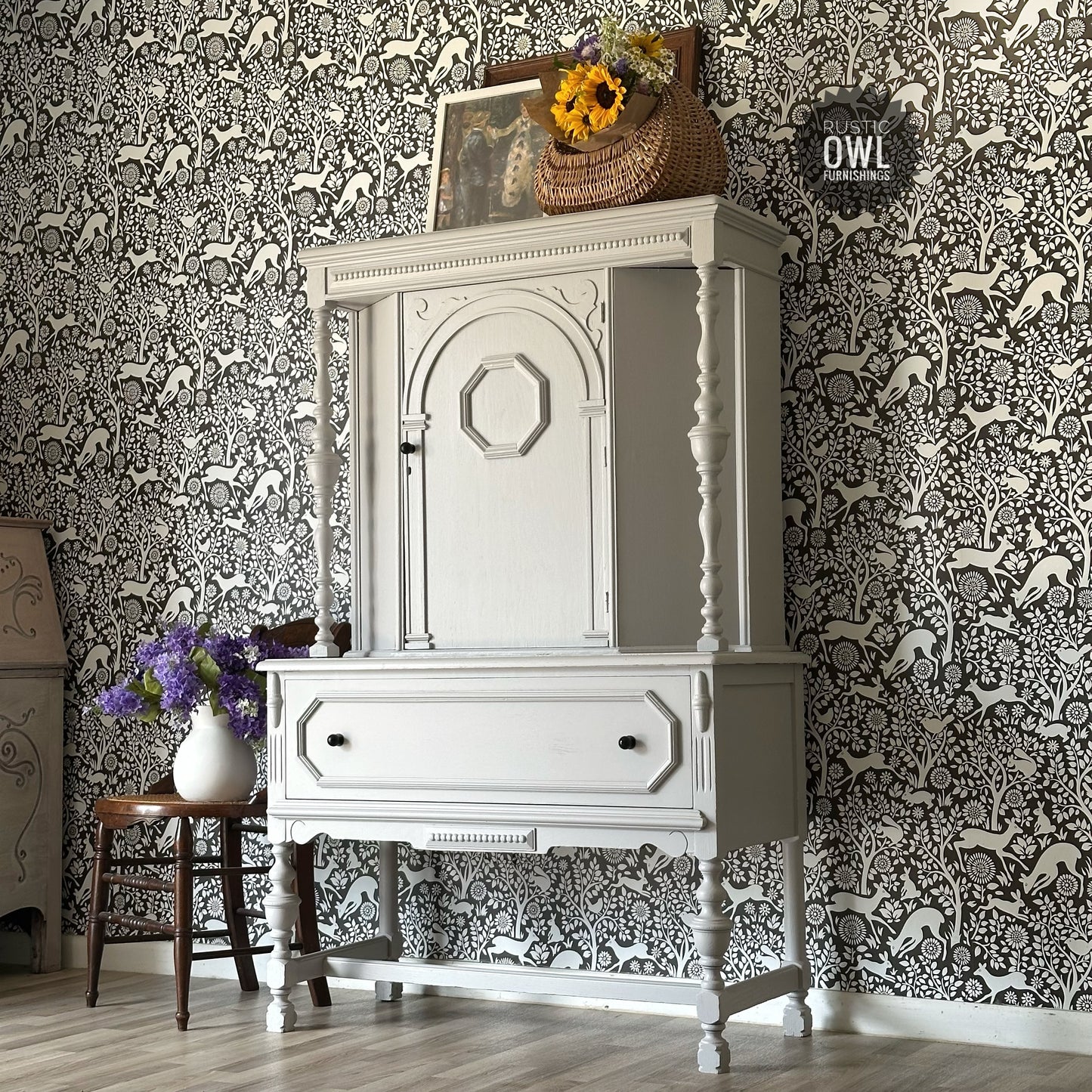 Jacobean-Style Hutch Cabinet
