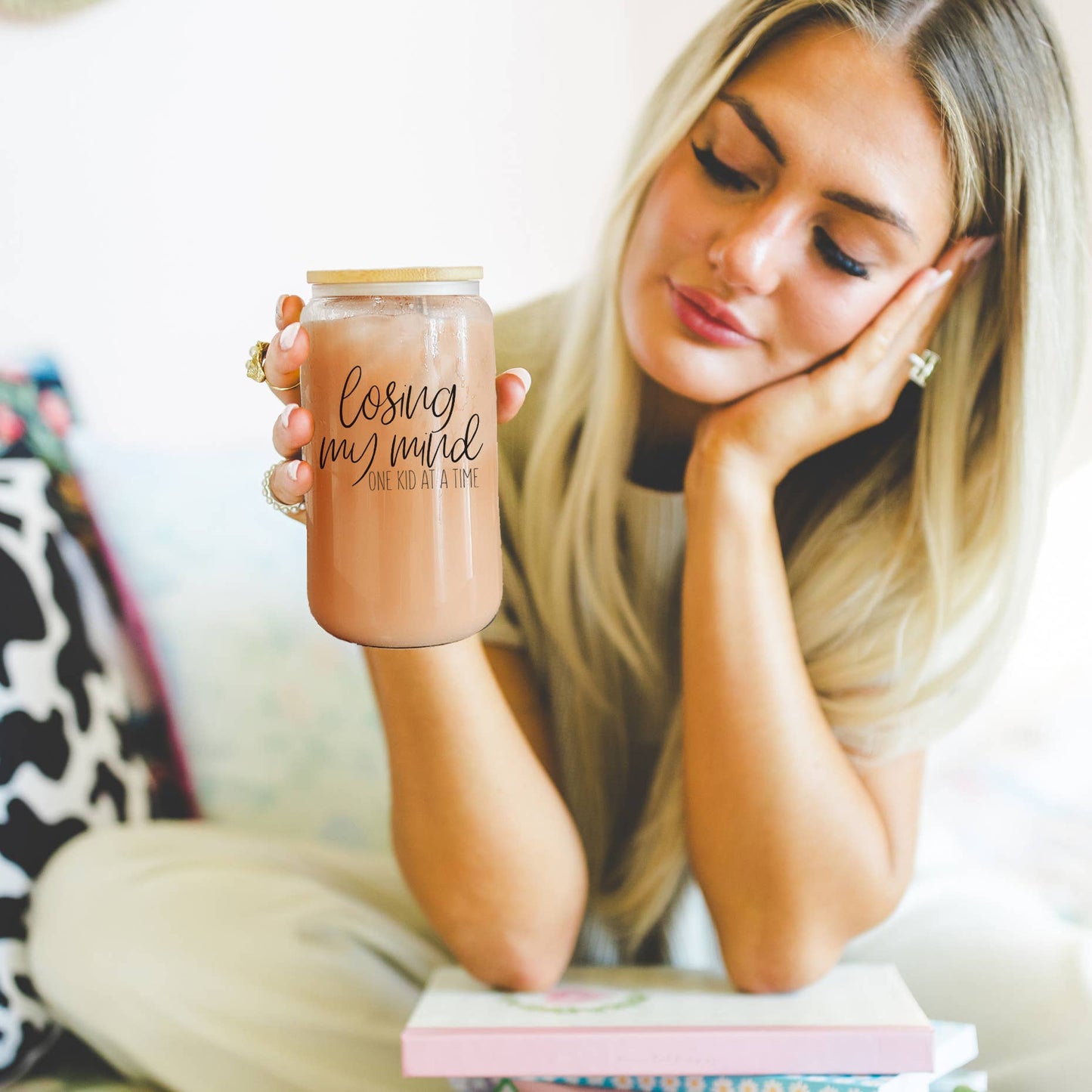 Mom Life Glass Coffee Mugs with Straws | Funny Mothers Day