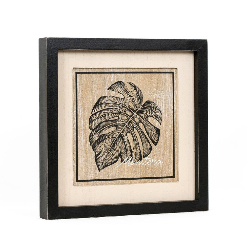15833 - 12x12 wood frame sign (MONSTERA) modern decor