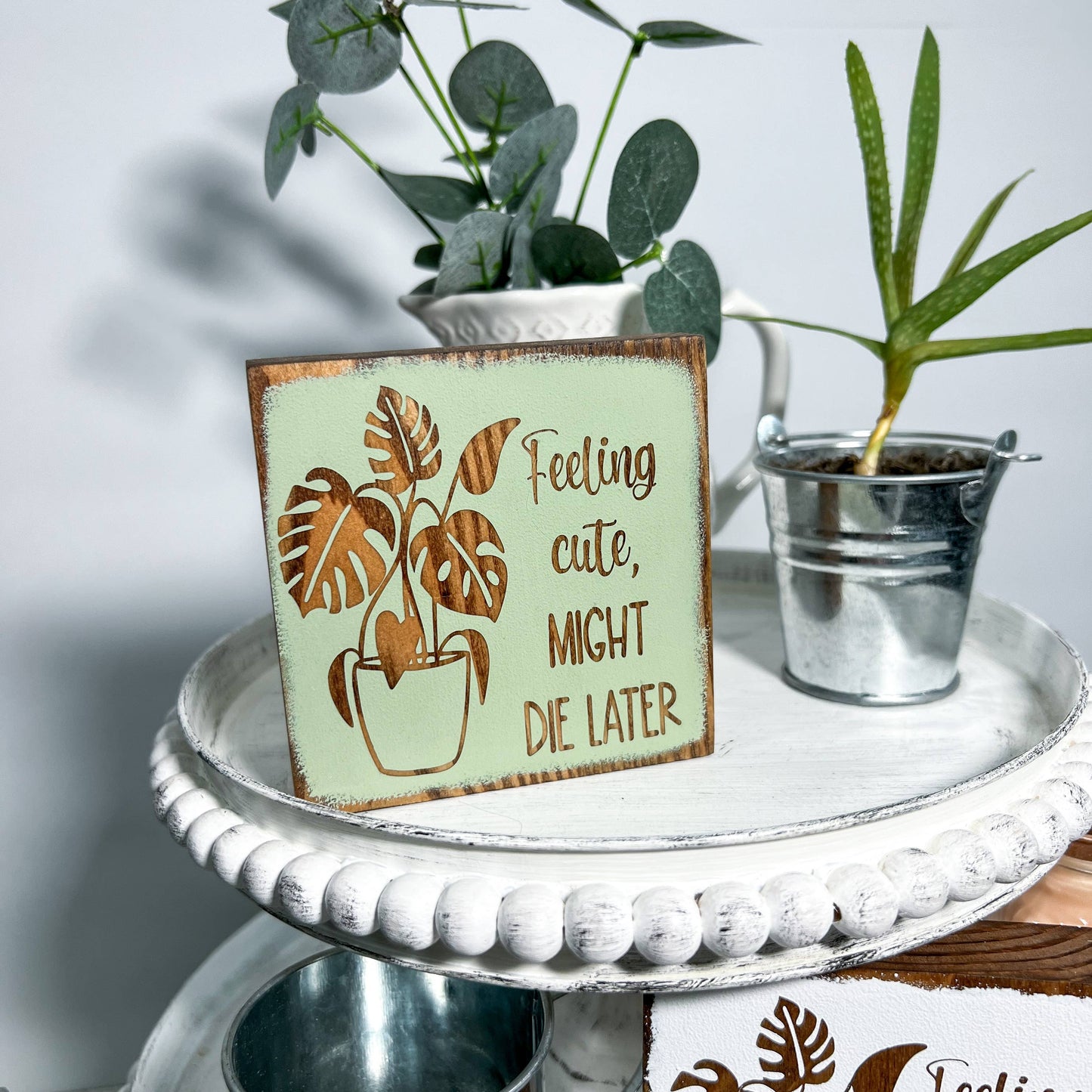 Mini wood sign | Plant lover decor | Farmhouse decor - Cute