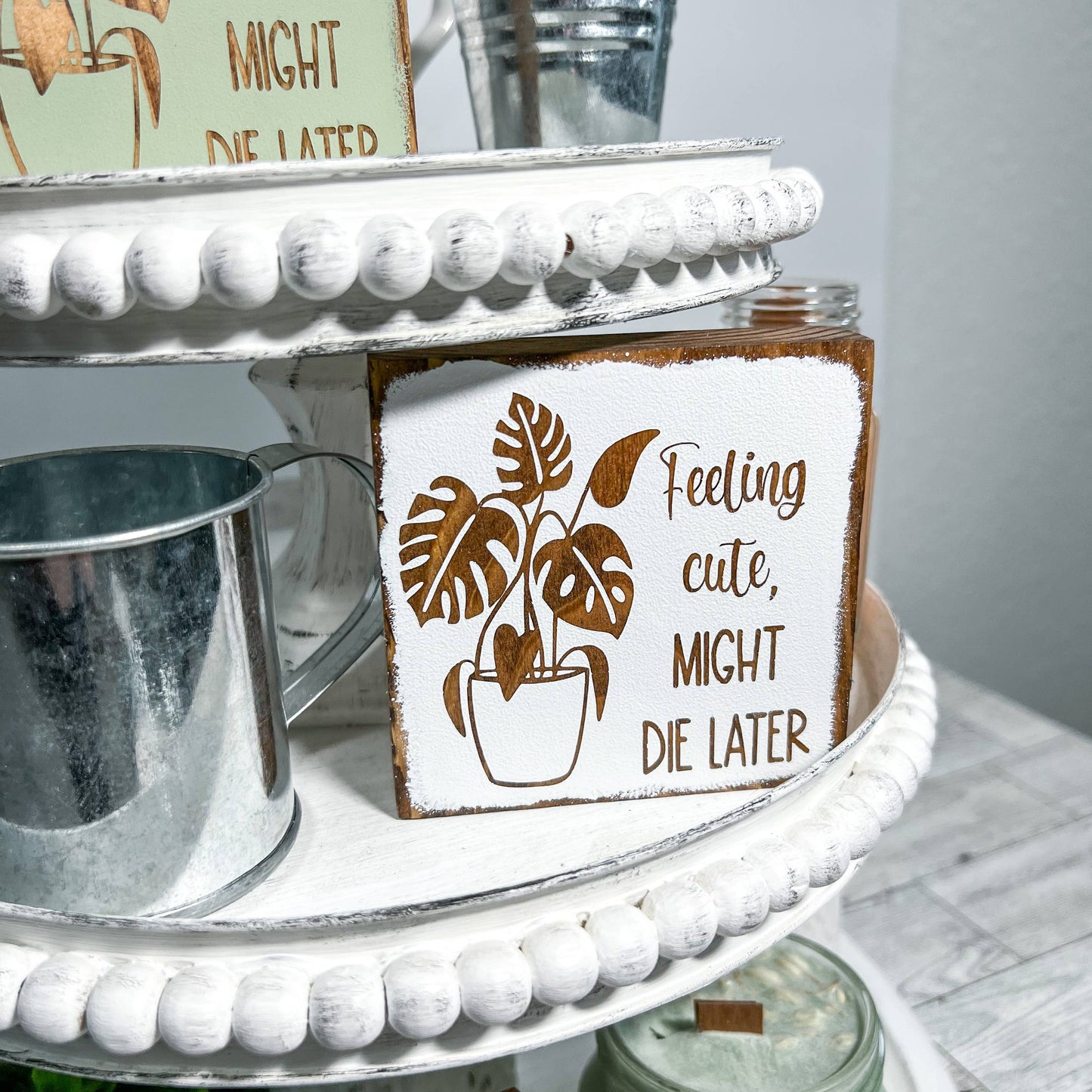 Mini wood sign | Plant lover decor | Farmhouse decor - Cute