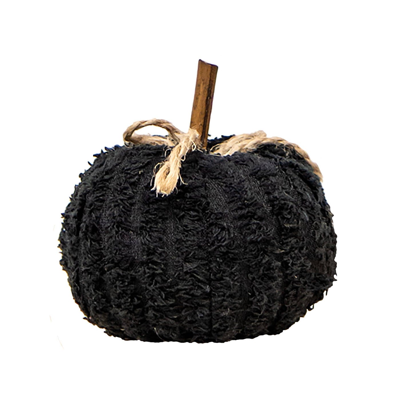 Black Chenille 3" Stuffed Pumpkin Decorative Tabletop Object