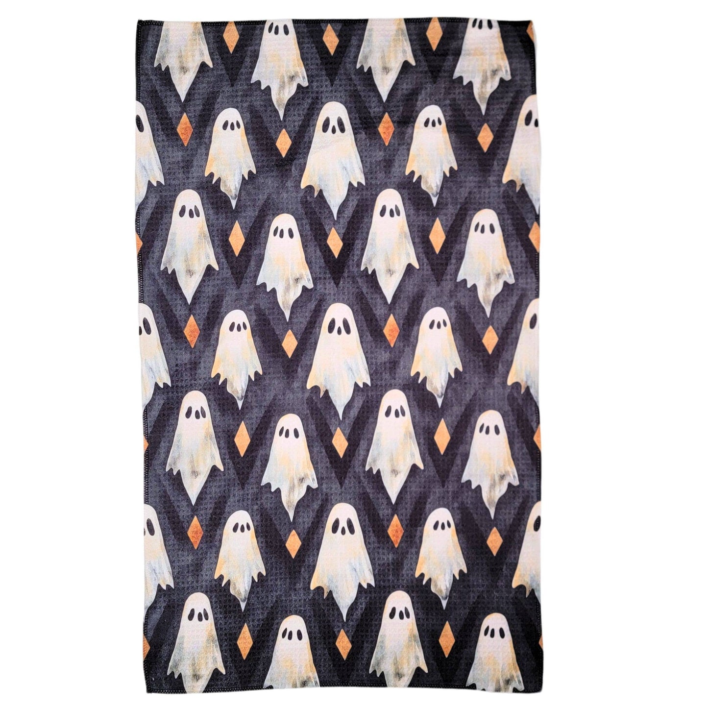 Ghost Diamond Pattern Halloween Waffle Towels - Fall Decor