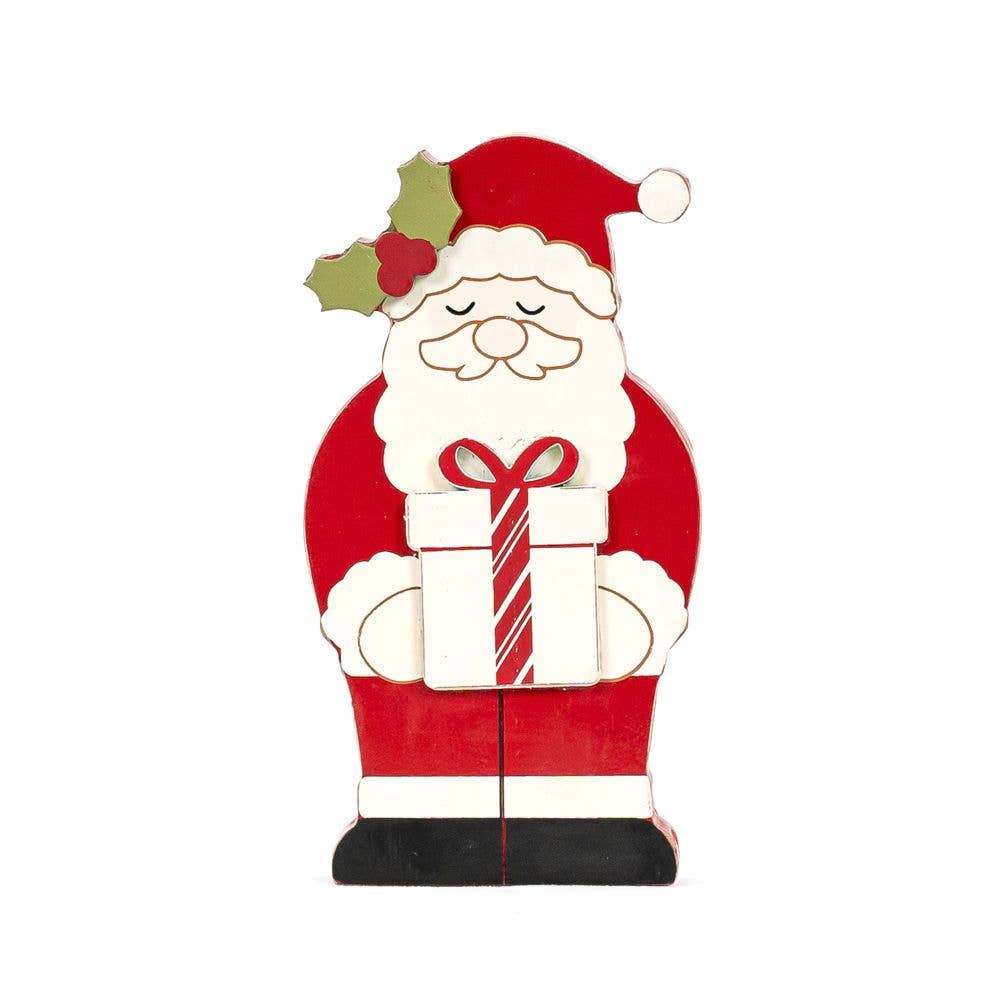 Santa w/ Gift Chunky Wood Sitter