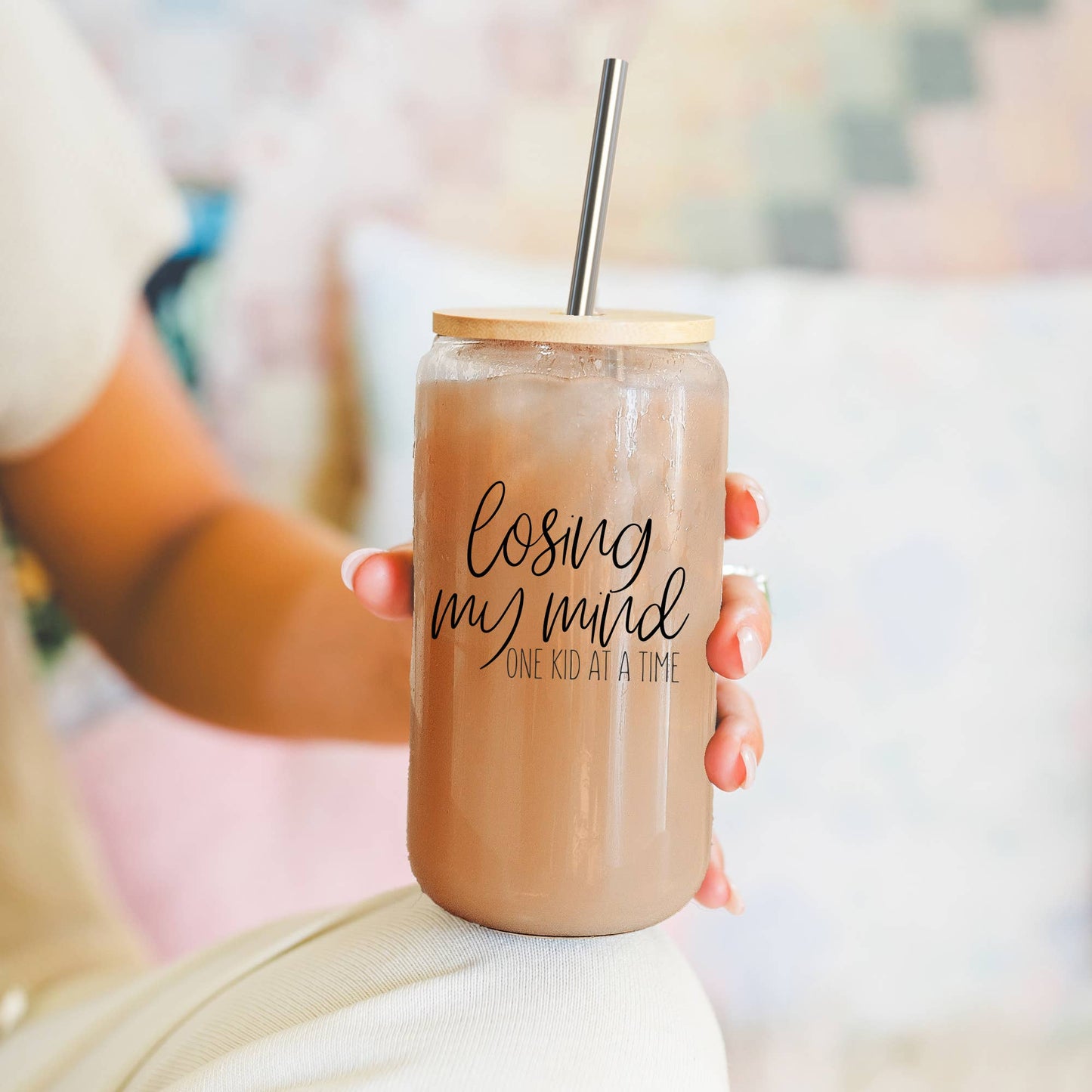 Mom Life Glass Coffee Mugs with Straws | Funny Mothers Day