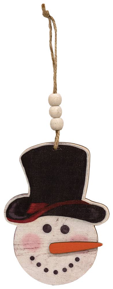 Weathered Wood Beaded Christmas Ornament, 3 Assorted