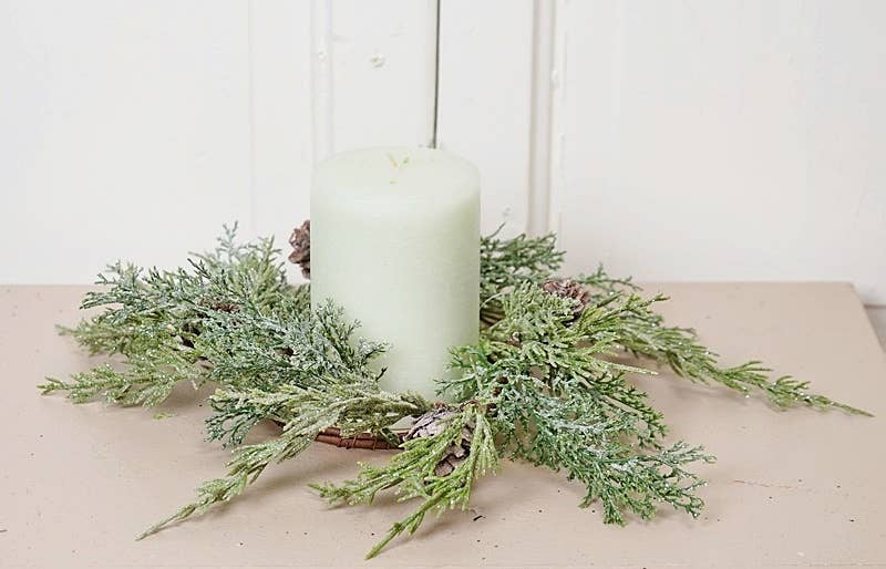 3.5in Icy Sparkled Cedar Ring-