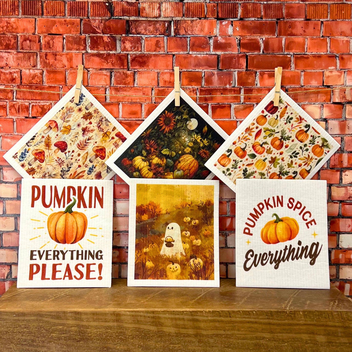 Full Moon Fall Harvest Swedish Dishcloth - Halloween Decor