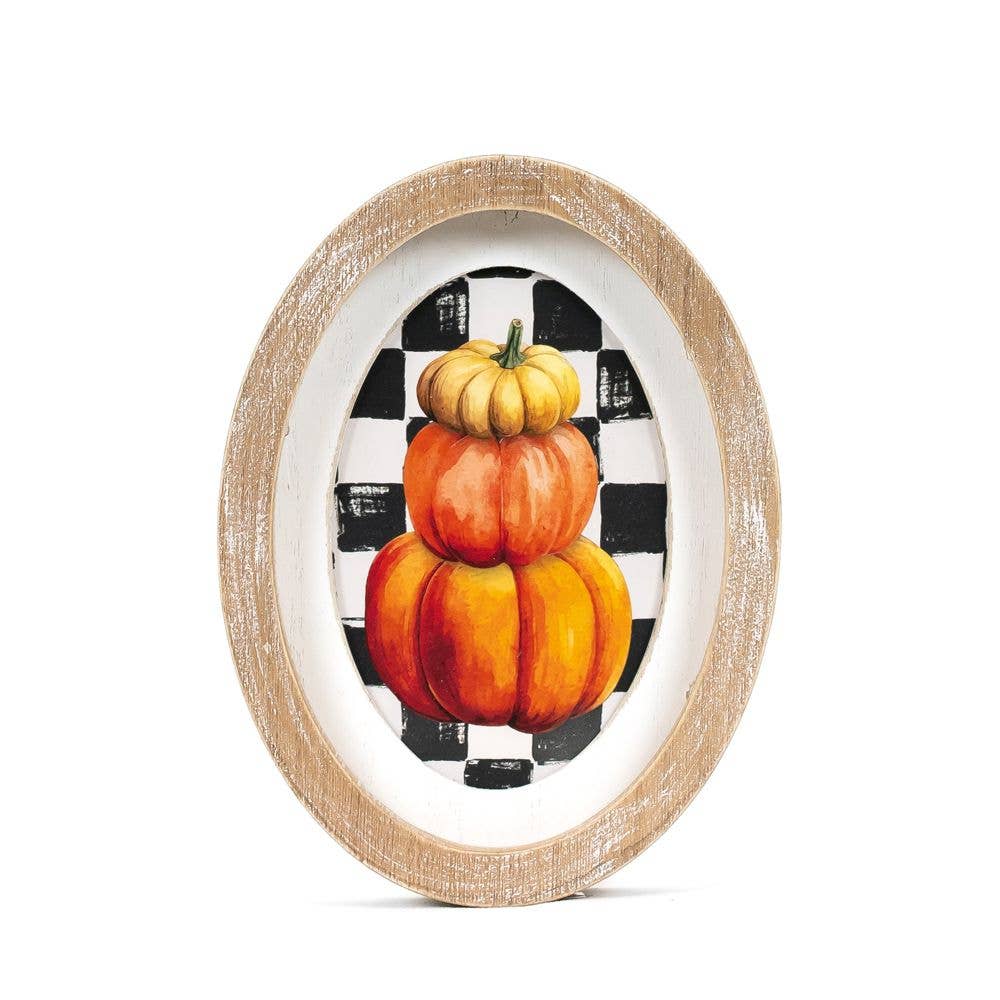 Pumpkin Stack Wood Frame Sign