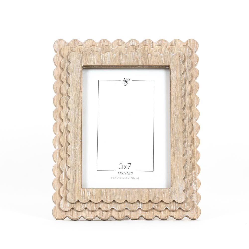 5X7 Natural wood Scallop Photo Frame