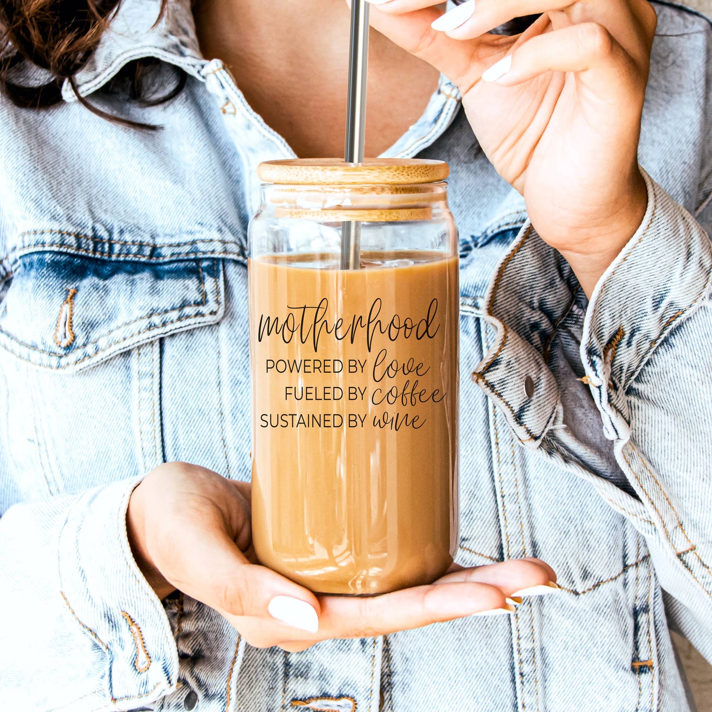 Mom Life Glass Coffee Mugs with Straws | Funny Mothers Day