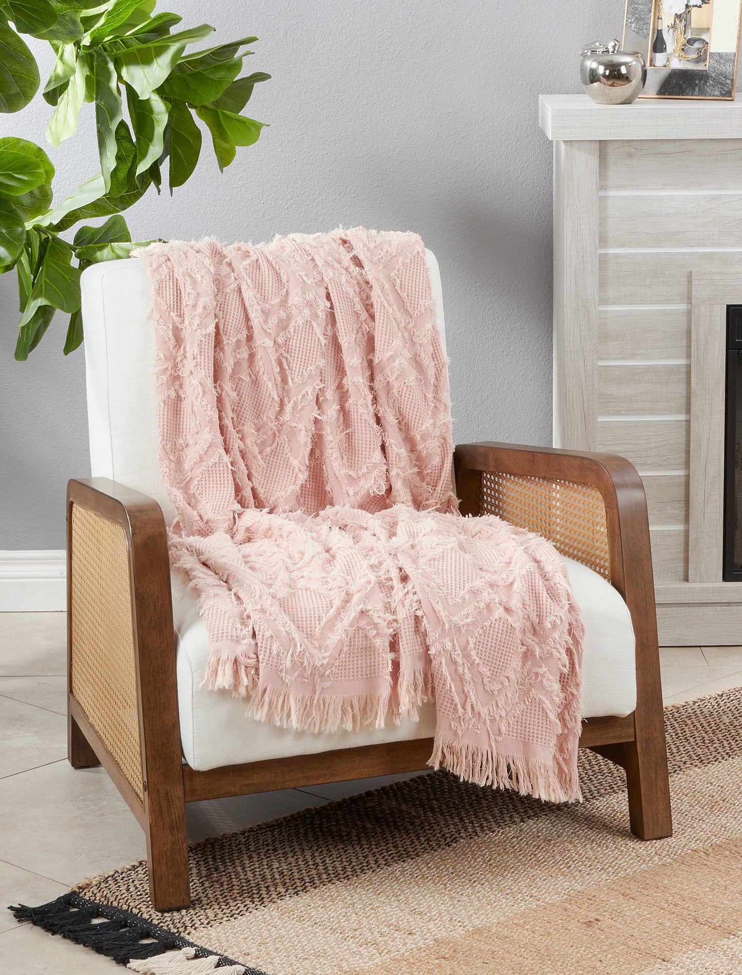 Fringe Waffle Weave Throw