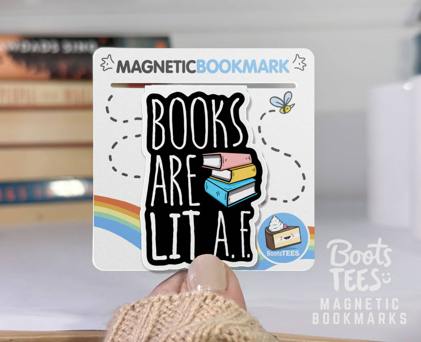 Books Are Lit AF Magnetic Bookmark, Reading Humor Accessory