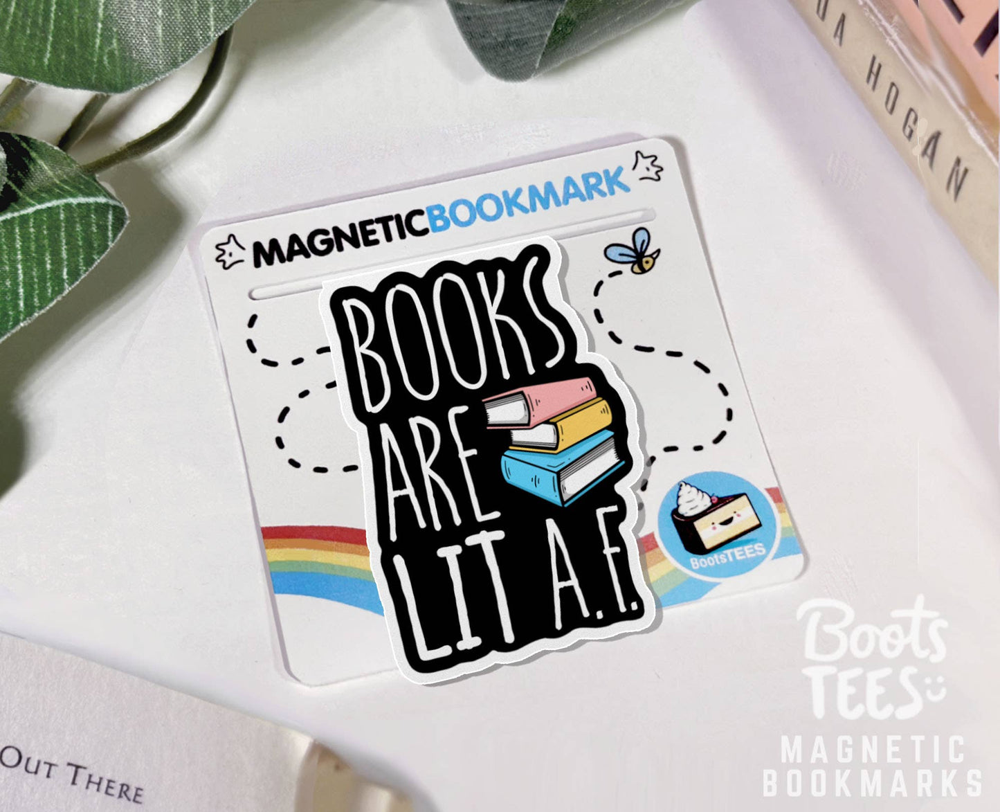 Books Are Lit AF Magnetic Bookmark, Reading Humor Accessory