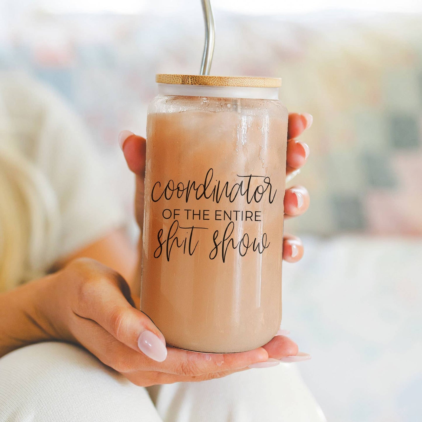 Mom Life Glass Coffee Mugs with Straws | Funny Mothers Day