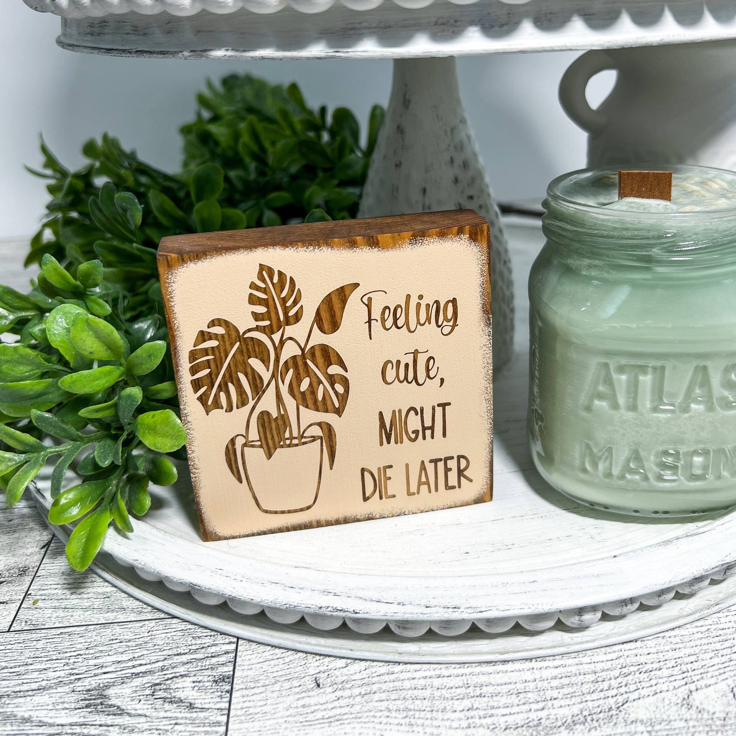 Mini wood sign | Plant lover decor | Farmhouse decor - Cute