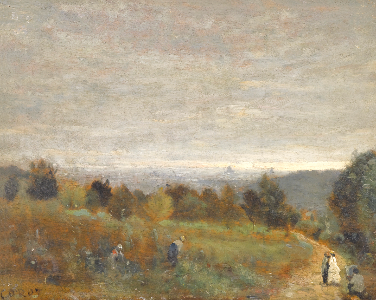 French Fields Landscape Antique Framed Art