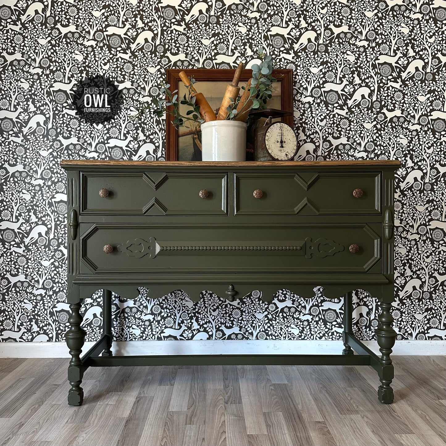 Olive Green Oak Buffet