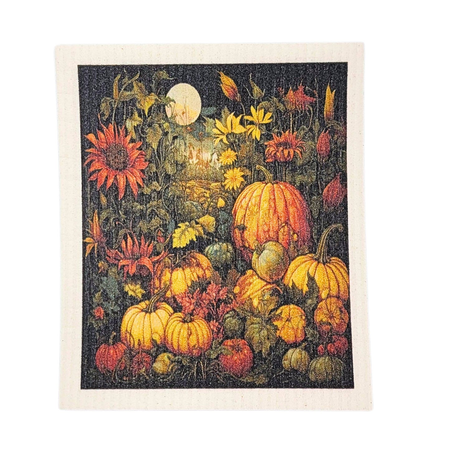 Full Moon Fall Harvest Swedish Dishcloth - Halloween Decor