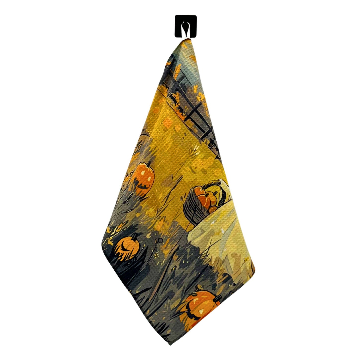 Ghost Picking Pumpkins Halloween Waffle Towels - Fall Decor