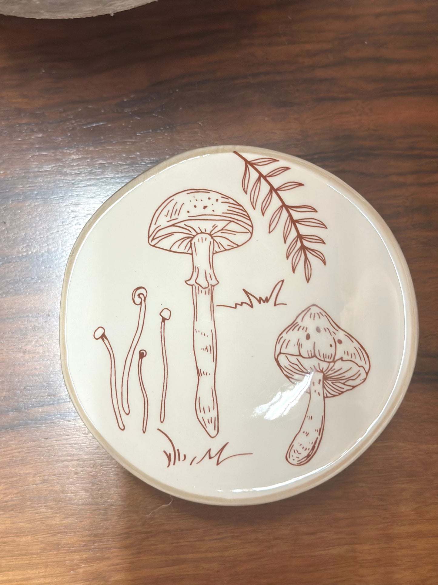 Ceramic Mushroom Footed Trinket Dish, Assorted