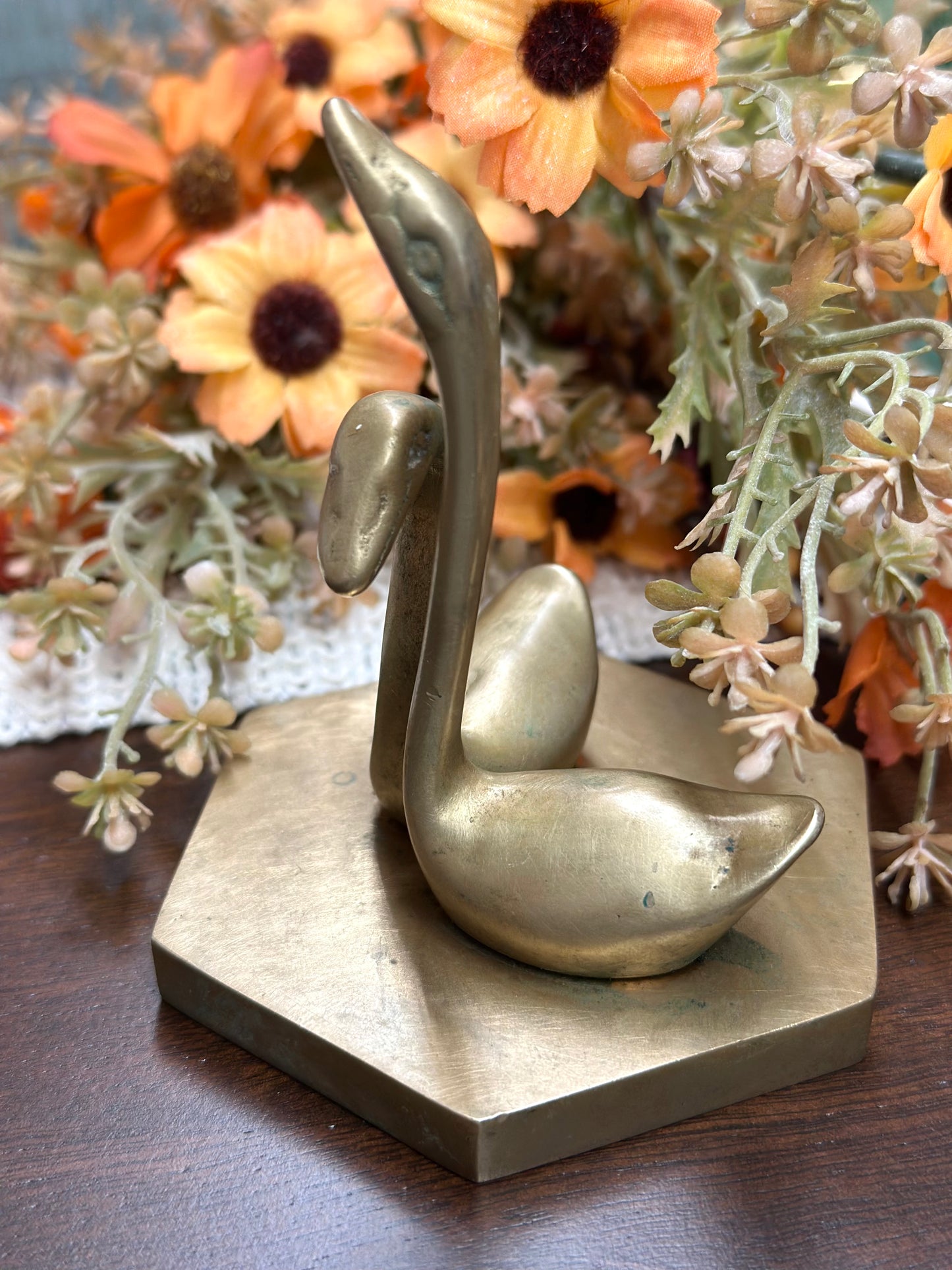 Vintage Brass Swans