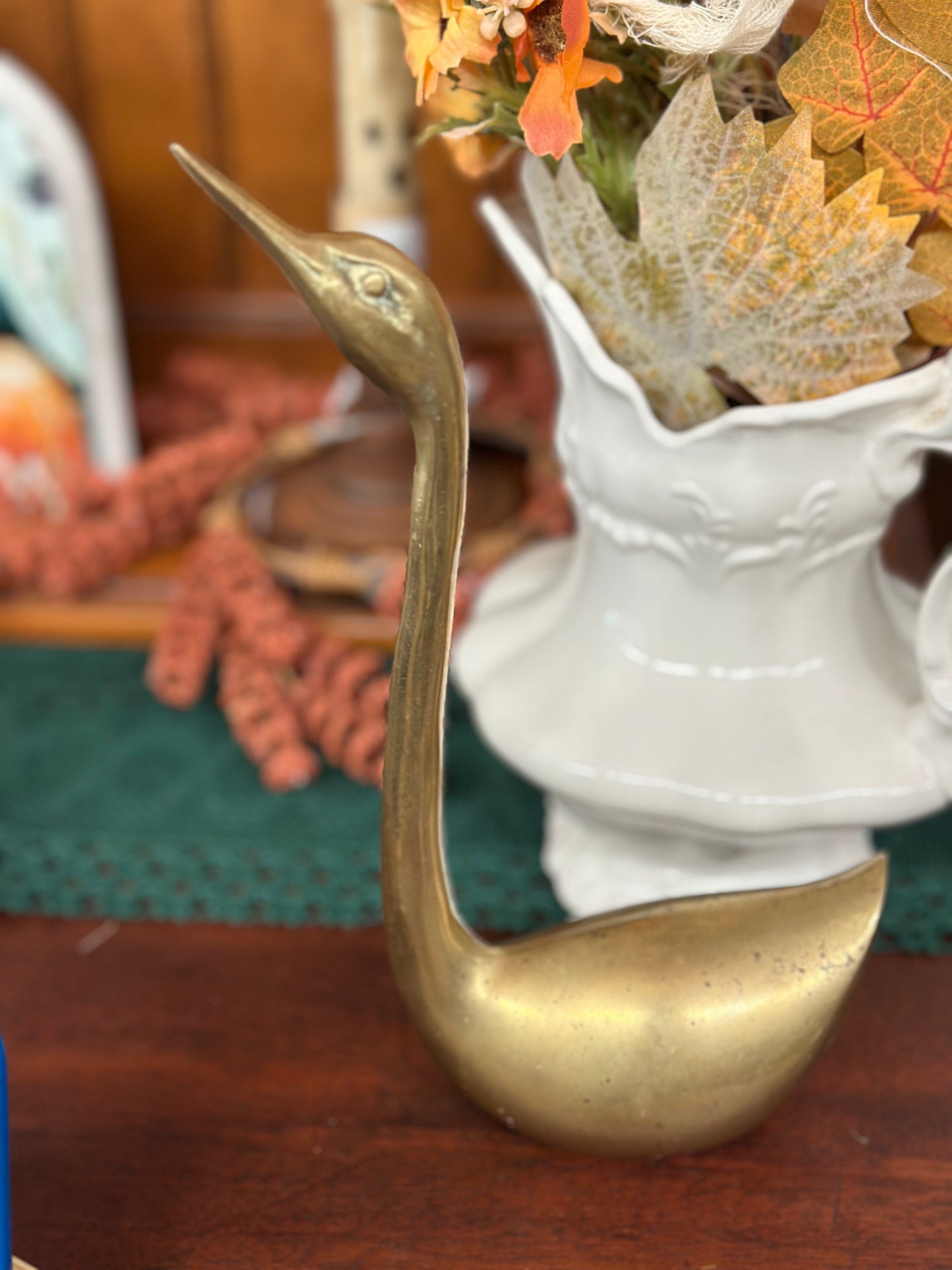 Vintage Brass MCM Swan