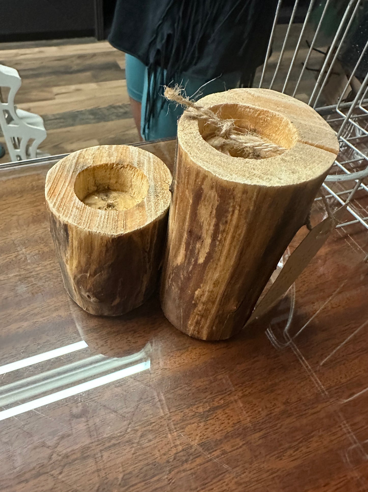 Rustic Wood Candle Holders