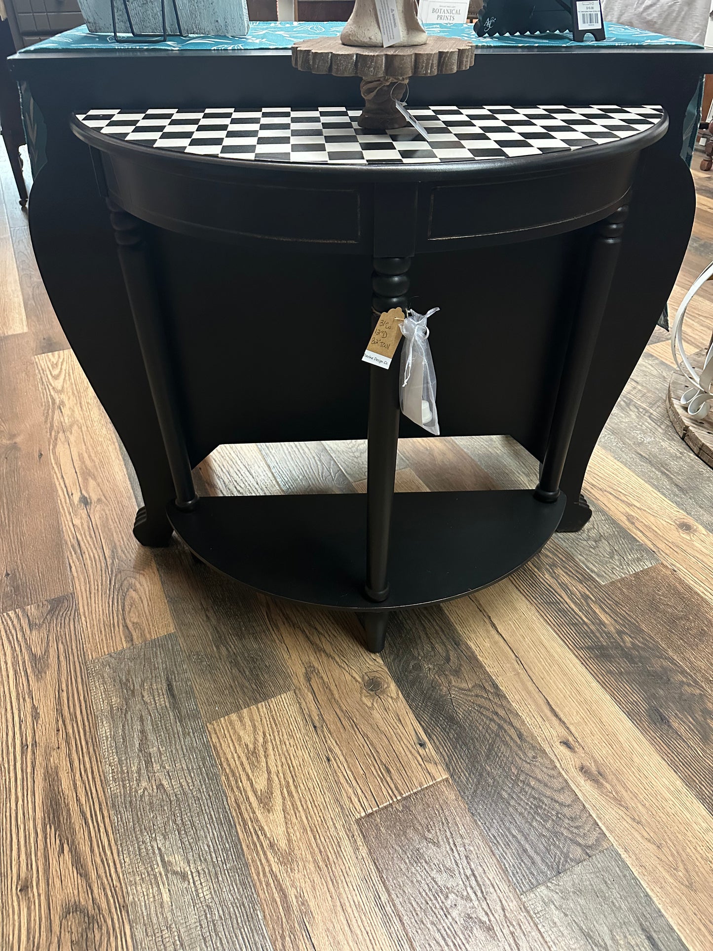 Checkered Half Moon Table