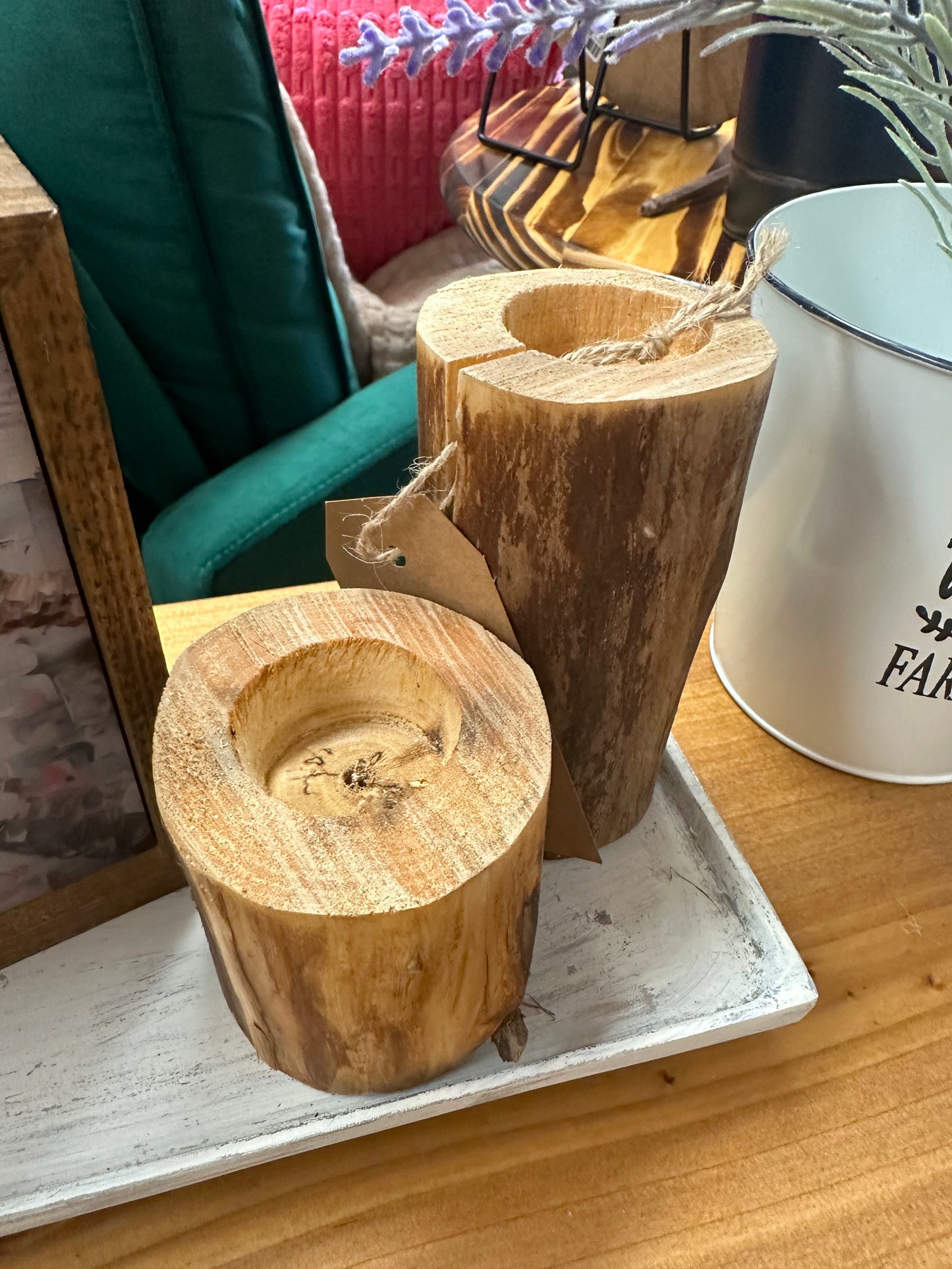 Rustic Wood Candle Holders