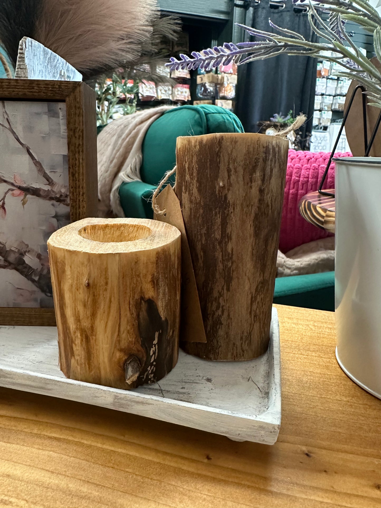 Rustic Wood Candle Holders