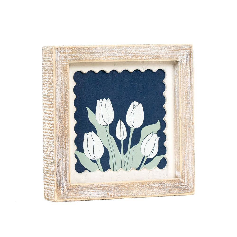 12056 - 7x7 wood frame sign (TULIPS) Home Decor