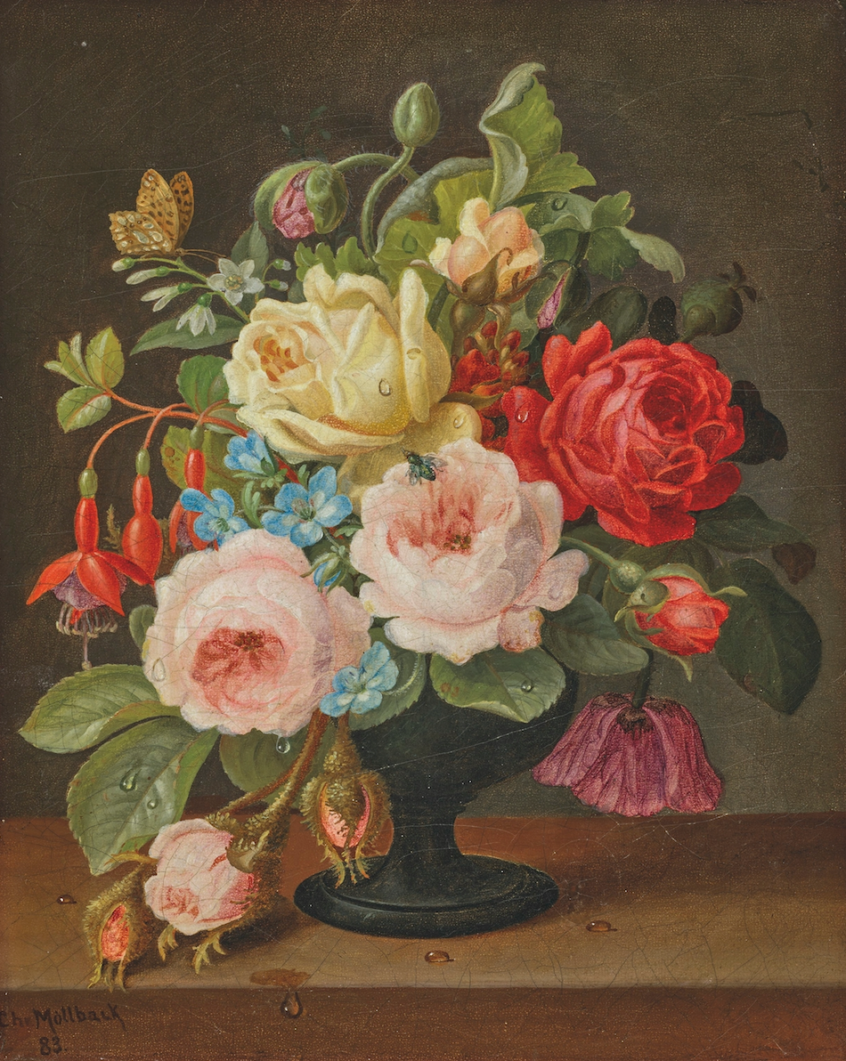 Still Life Florals 19th Century II Antique Framed Art