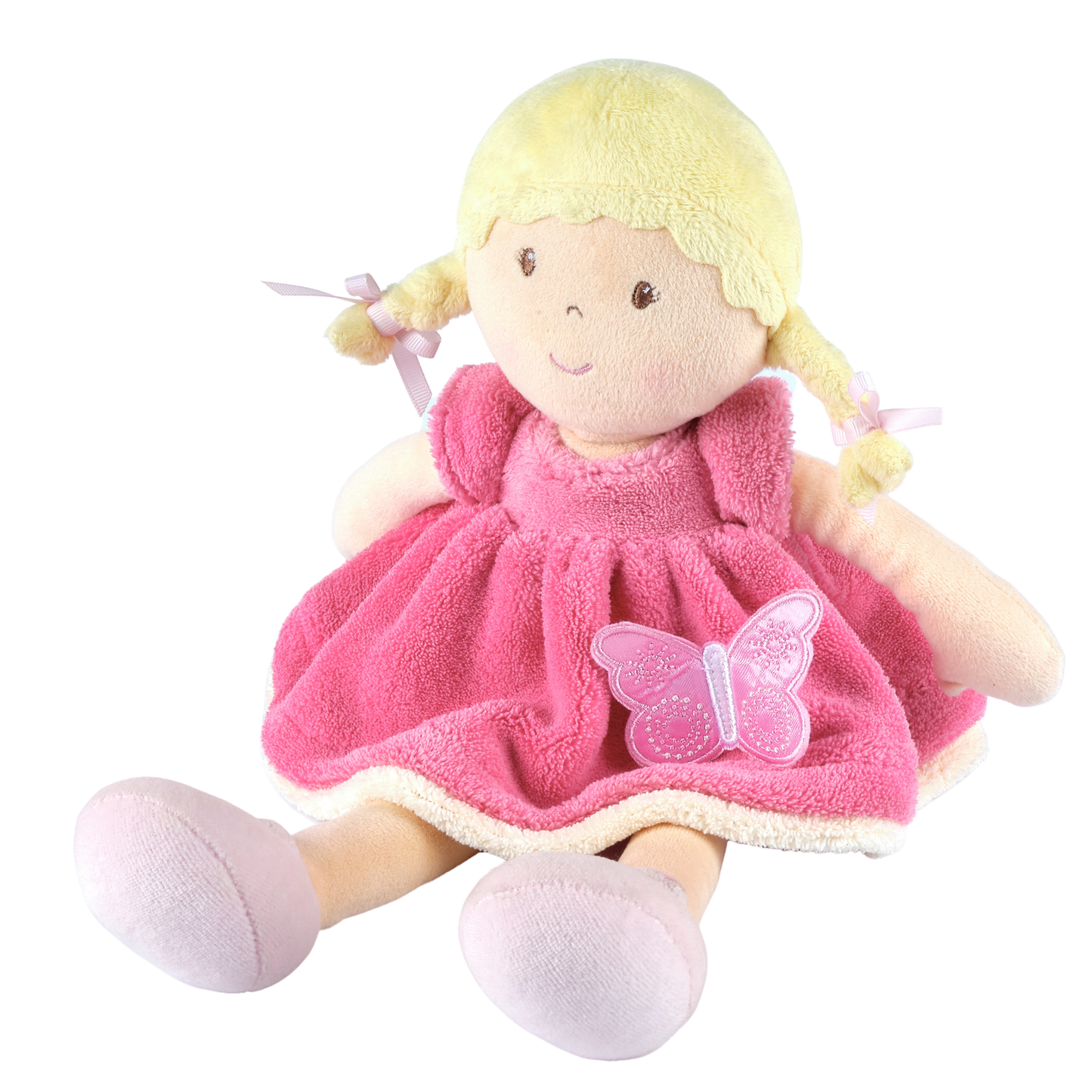 Ria Blonde Hair with Pink and White Dress