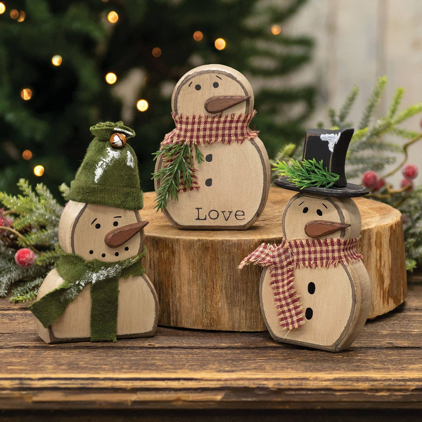 Chunky Wooden Snowman Sitter, 3 Assorted