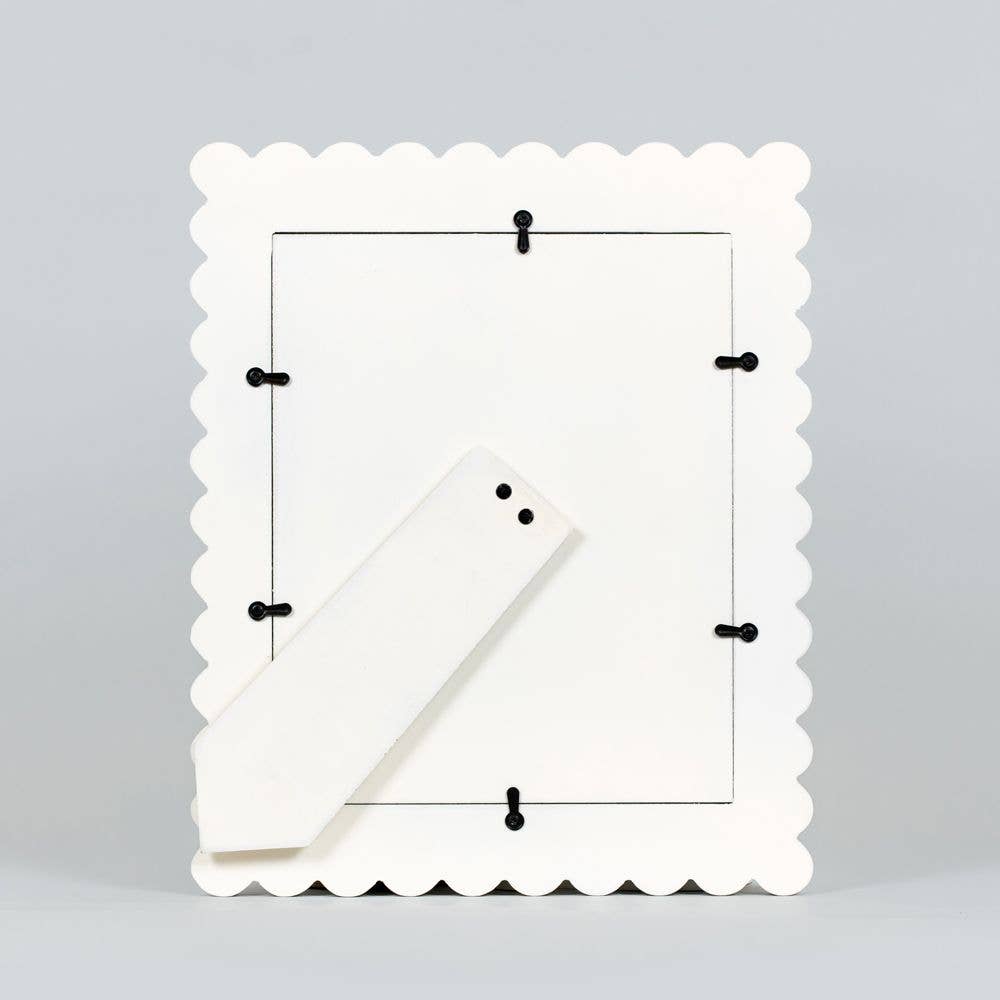 8X10 White Wood Scallop Photo Frame