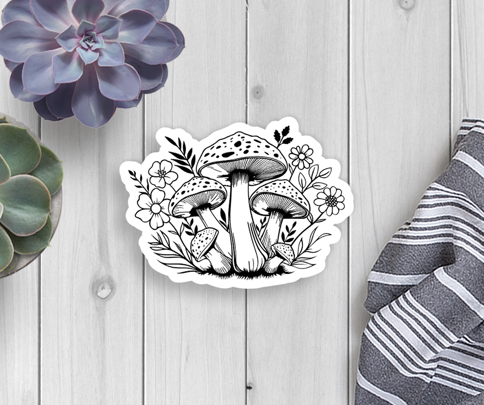Floral Mushroom Vinyl Sticker