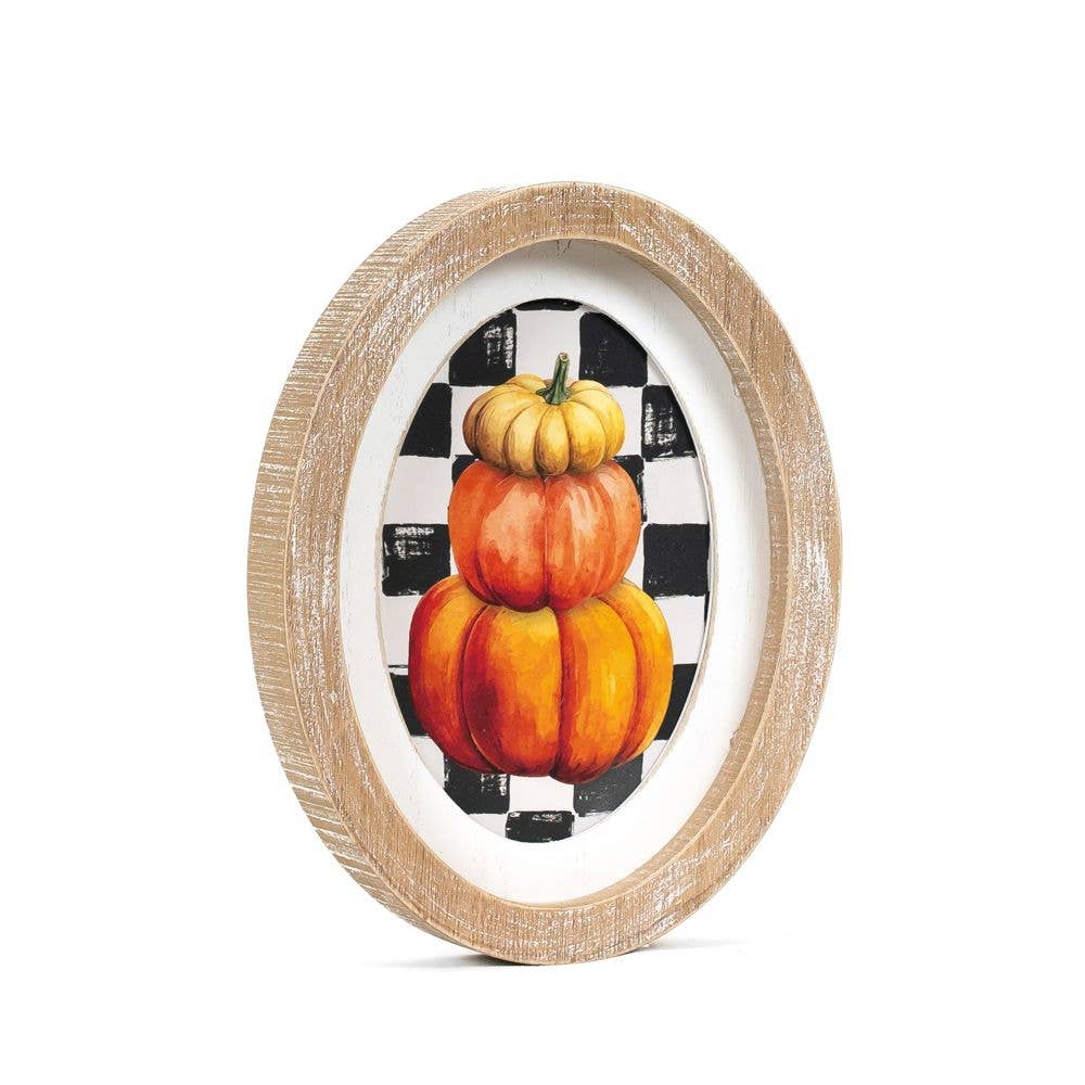 Pumpkin Stack Wood Frame Sign