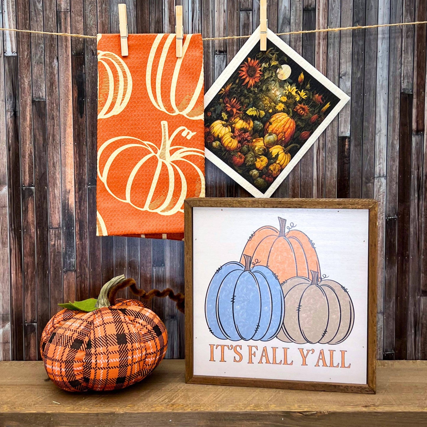 Full Moon Fall Harvest Swedish Dishcloth - Halloween Decor