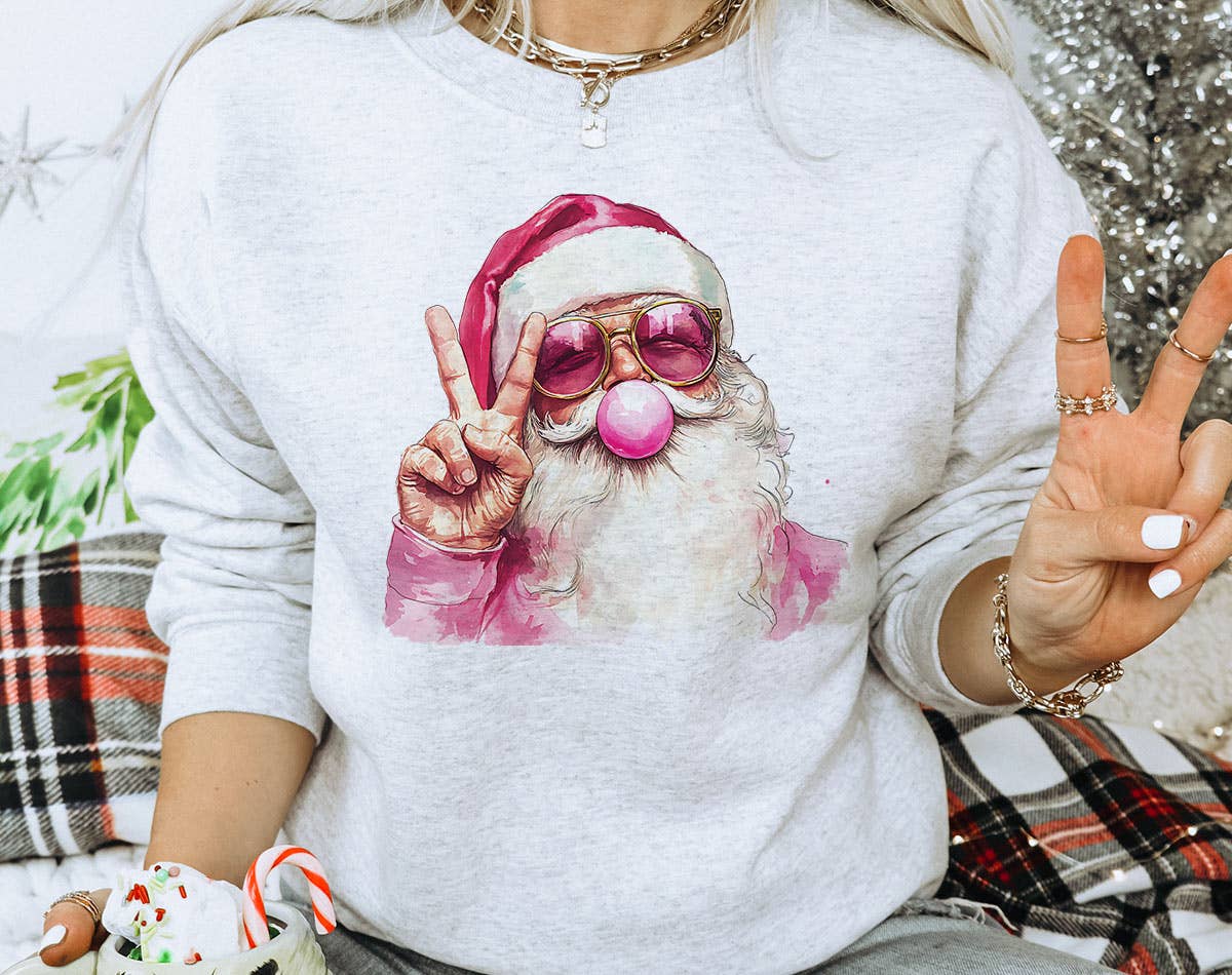 Santa Clause Peace Bubble Gum - Retro Christmas Sweatshirt