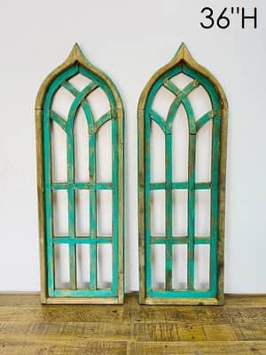 36" Turquoise Sanremo Wood Window