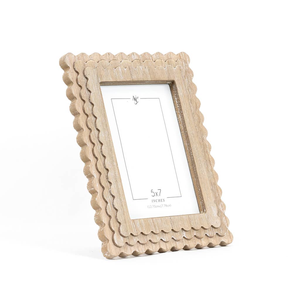 5X7 Natural wood Scallop Photo Frame