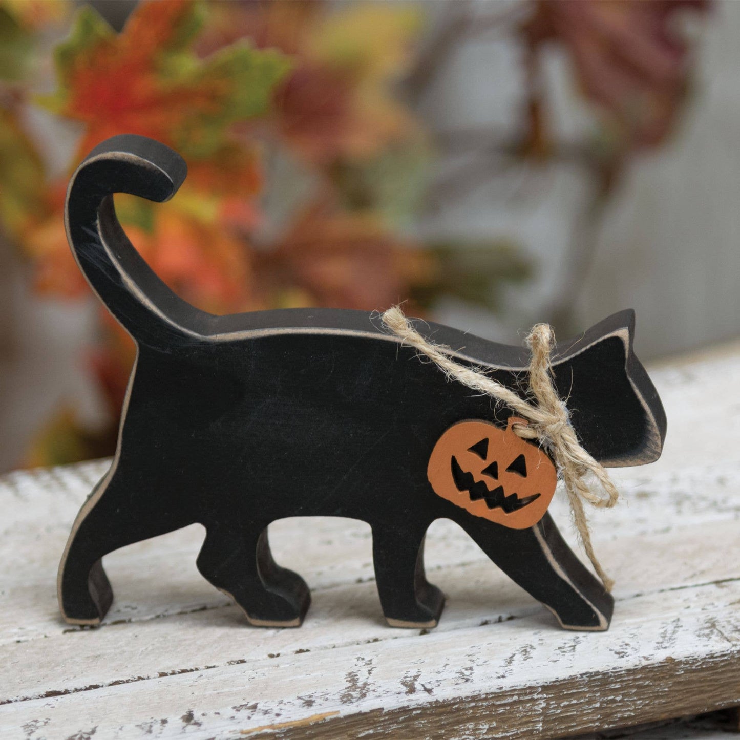Black Cat Wooden Sitter With Jack Charm