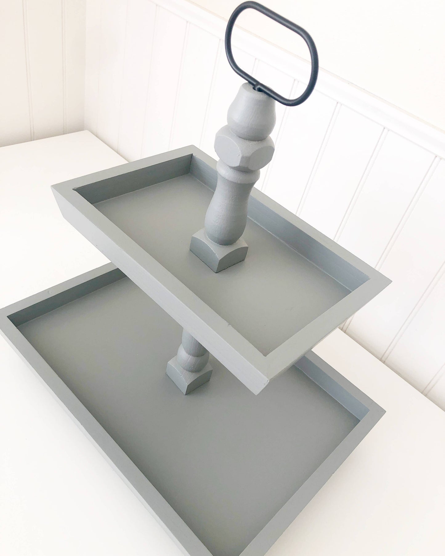 Tiered Tray-Farmhouse Gray, Rectangle